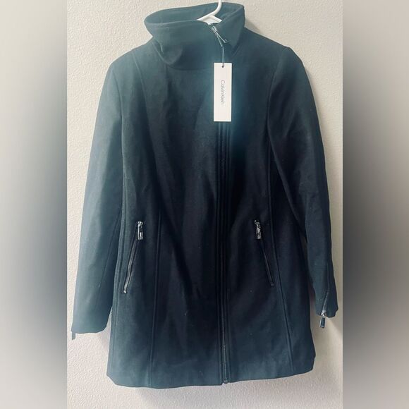 Calvin Klein Asymmetrical Wool Jacket Womens XS~NWT - Picture 3 of 8